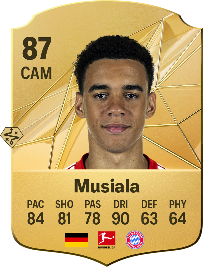 Jamal Musiala 87 CAM resmi EA FC 26 kartı
